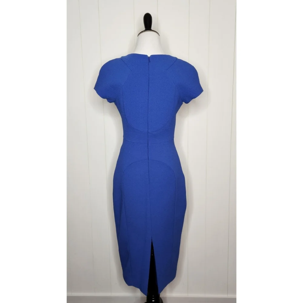 Black Halo Cobalt Blue Fitted Sheath Dress - Picture 6 of 8